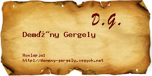 Demény Gergely névjegykártya